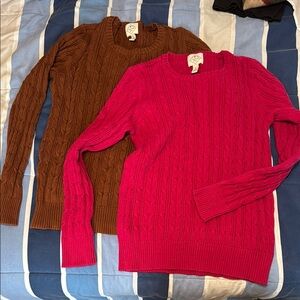 Cozy Cable Knit Sweater Set - Pink and Brown